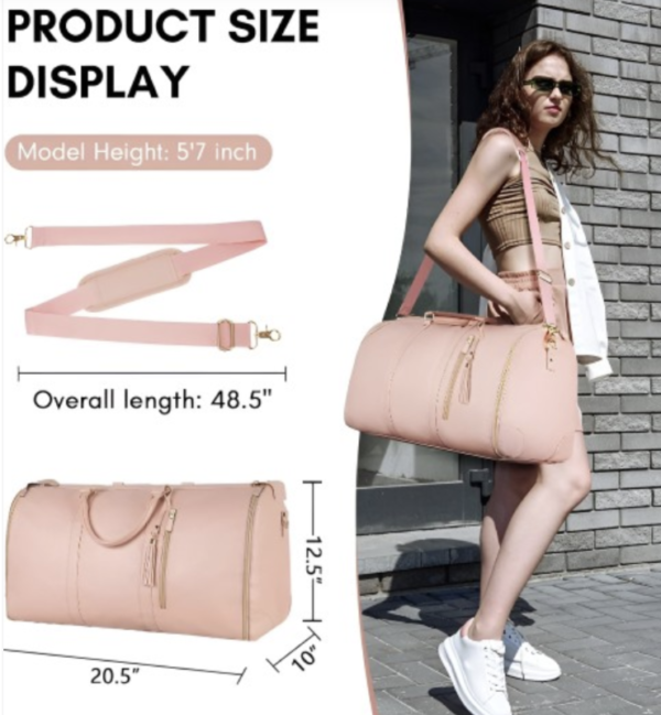Pink 2 In 1 Convertible Travel Duffel Bag - Image 5